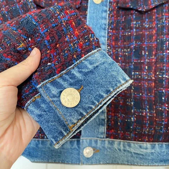*SOLD* Sandro Chelsy Denim-Trimmed Tweed Jacket - Picture 10 of 12